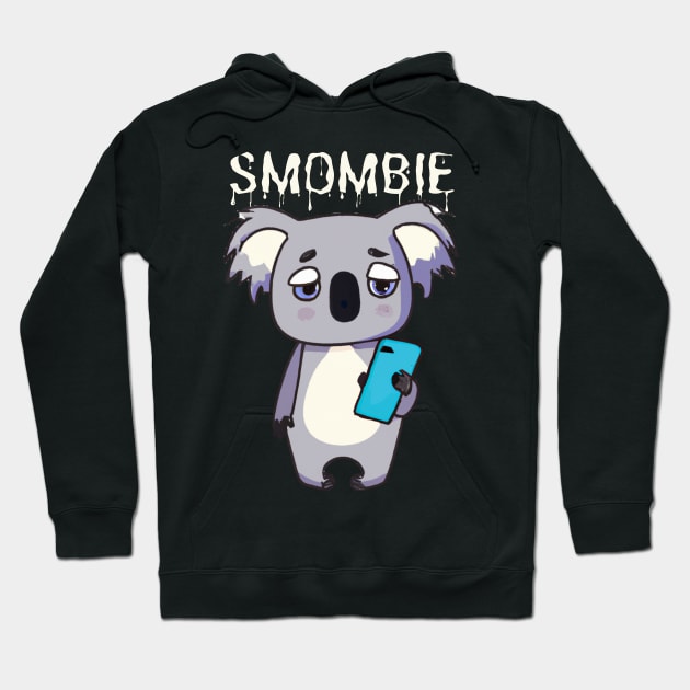 Smombie Coala, Bored Coala With Mobile Phone Hoodie by maxdax